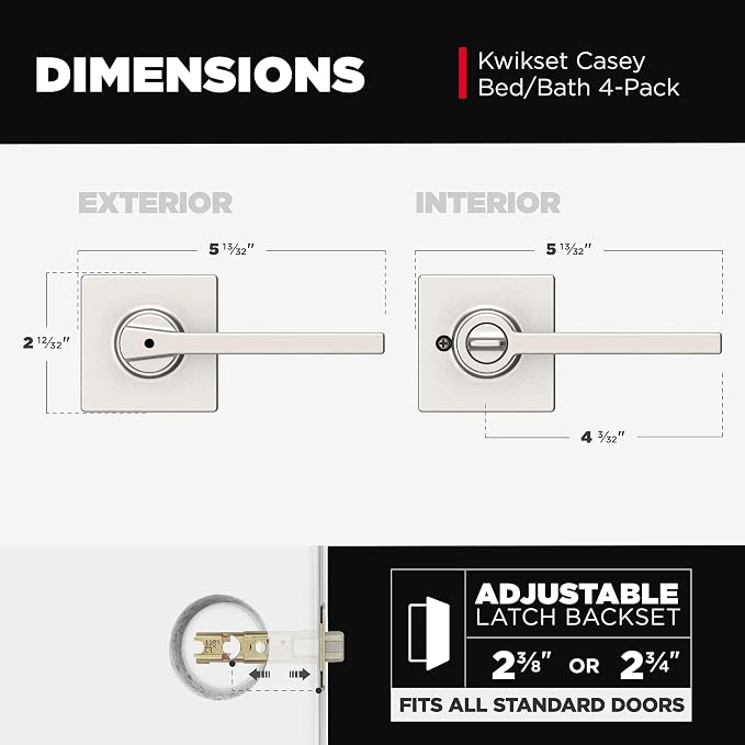 Kwikset Casey Interior Square Privacy Door Handle - Image 3