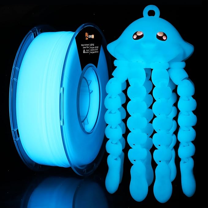 LOVOON 3D Printer Filament Glow in Dark, Luminous Glow Blue PLA, Magic by LOVOON