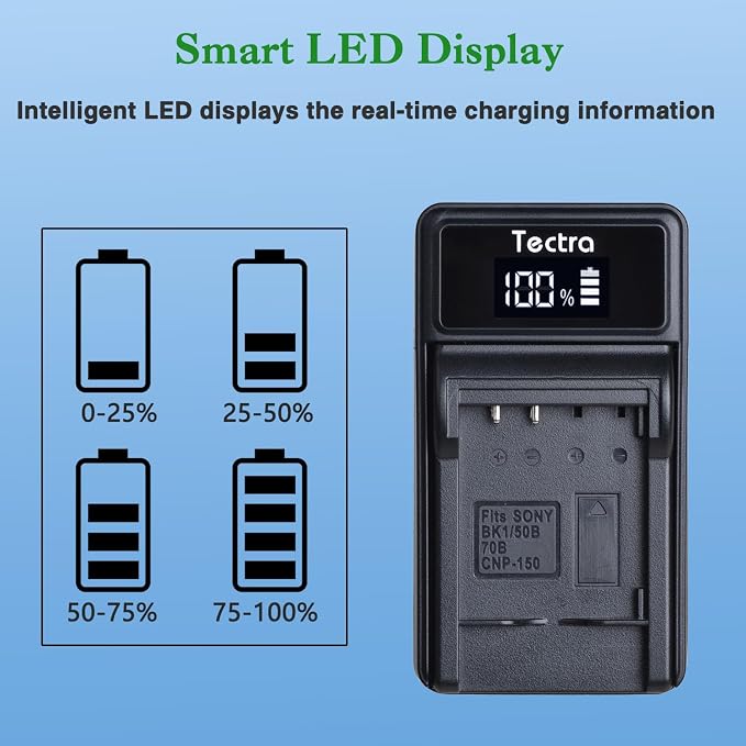 Tectra 2-Pack NP-BK1 Battery and LED USB Charger - Image 4