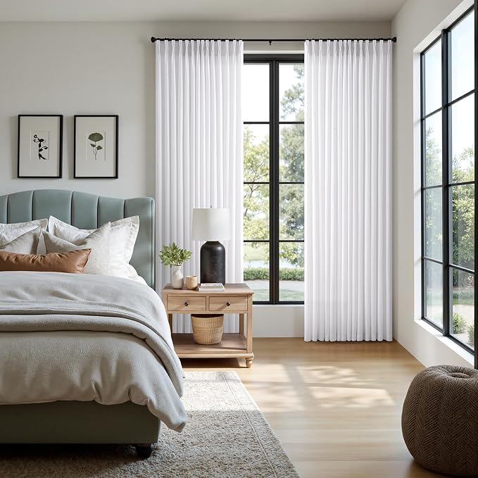 Memory Trained Pinch Pleated Curtains 108 Inches Long, Viral Linen Pinch Pleat - Image 2