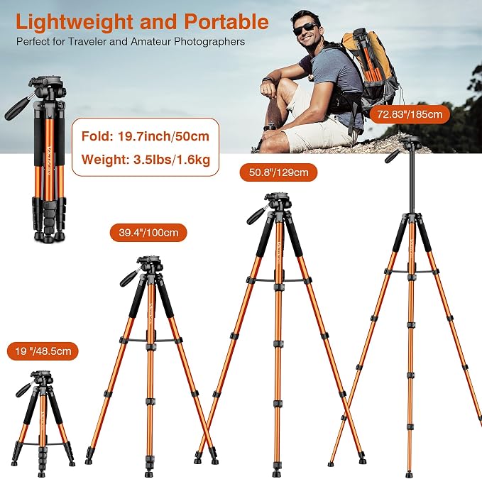 Tripod for Camera, Professional Heavy Duty Compact Camera Stand for Phone - Image 2