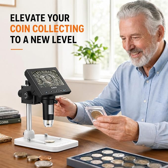 Elikliv Microscope, LCD Digital Coin Microscope 1000x, Coin Magnifier - Image 3