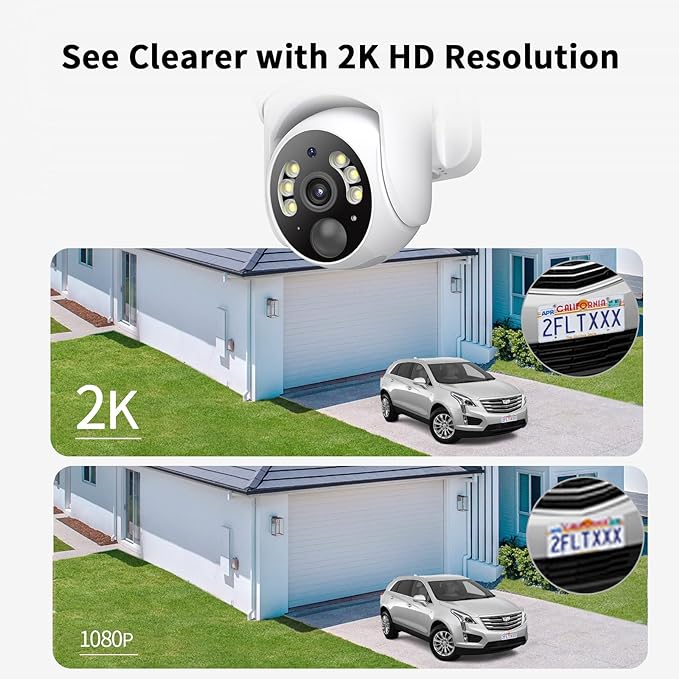 SEHMUA 2K Solar Security Cameras Wireless Outdoor, 2 Pack 360° View Pan/Tilt - Image 3