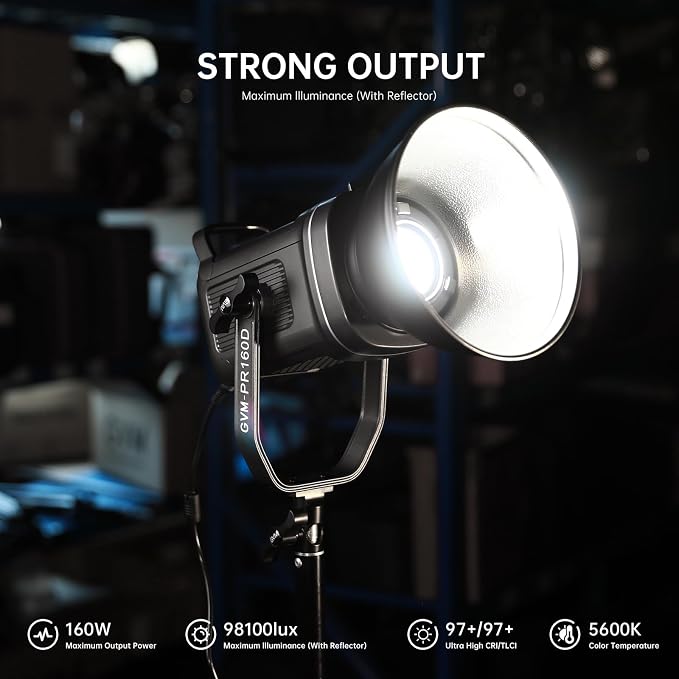 GVM 160W LED Video Light with Bluetooth Control, 5600K Photography Light - Image 2