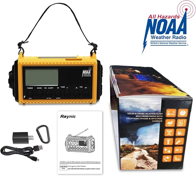 Raynic Emergency Radio, 5000mAh/18500mWh Weather Radio, Solar Hand Crank Radio - Image 7