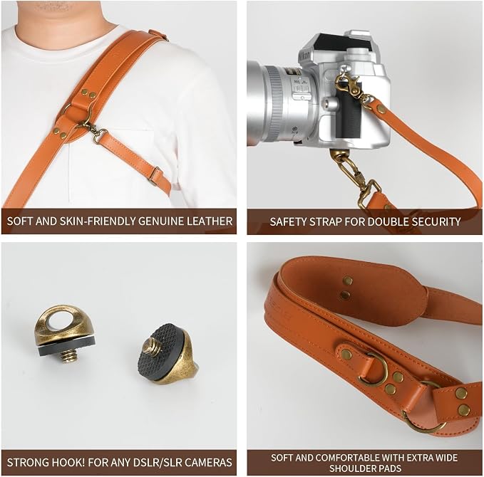 Leather Camera Harness for 1 Camera, Single Camera Strap for Photographers - Image 7