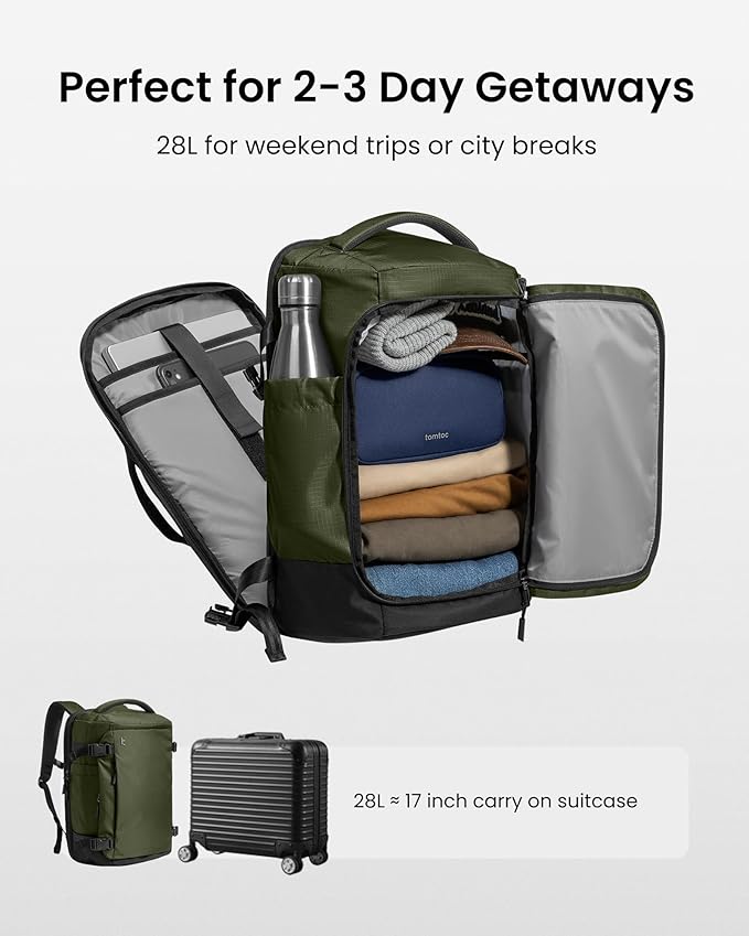 tomtoc Travel Backpack 28L, TSA Friendly Flight Approved Carry-on Luggage - Image 3