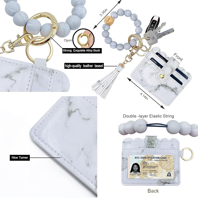 Keychain Wallet Wristlet Small Credit Card Holder Bracelet Key Chain Purse - Image 3