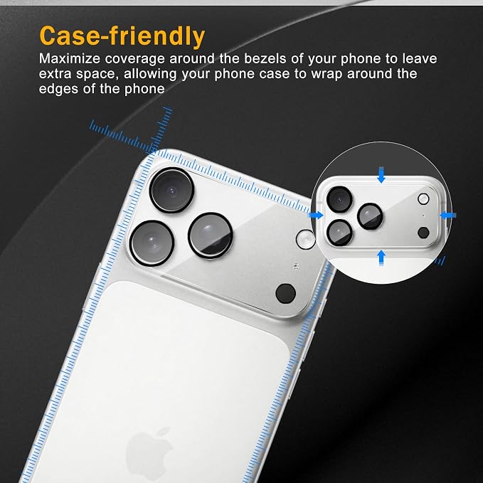 3 Pack Camera Lens Protector for iPhone 17 Pro Max, Tempered Glass, - Image 3