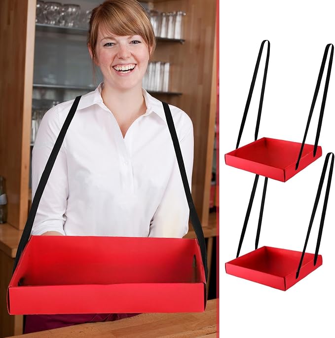 Junkin 2 Pcs Snack Trays with Strap Wearable Party Serving Tray Foldable - Image 5
