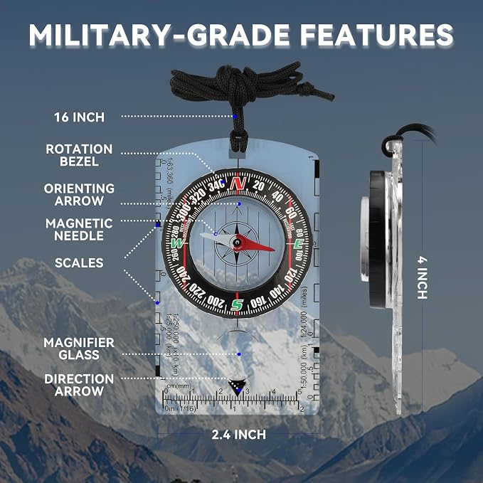 Compass Hiking Survival, Wilderness Survival Compass - Image 3