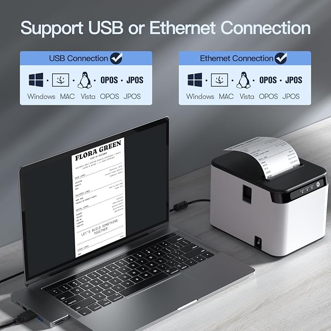 Bisofice 80mm Receipt Printer ESC/POS Thermal Printer Desktop Direct Print - Image 7