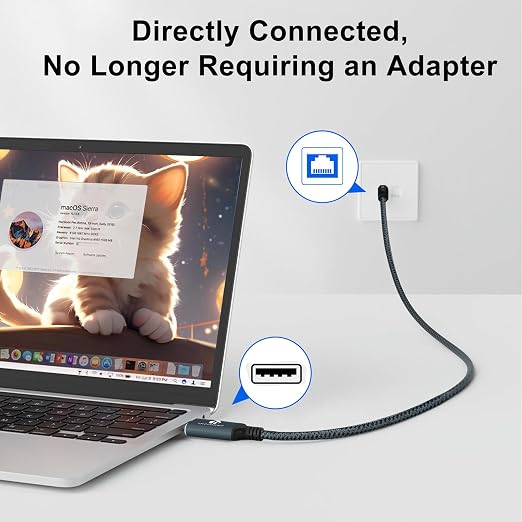 USB to Ethernet Cable 6.6FT, USB 3.0 A to RJ45 Male Cable Directly Connected - Image 4