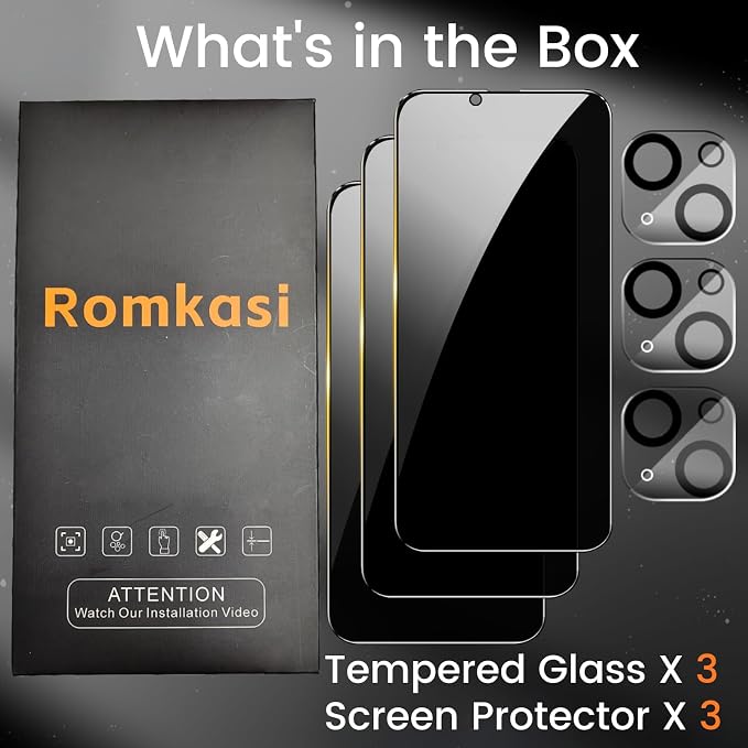 Romkasi 3 Pack Privacy Screen Protector - Image 2
