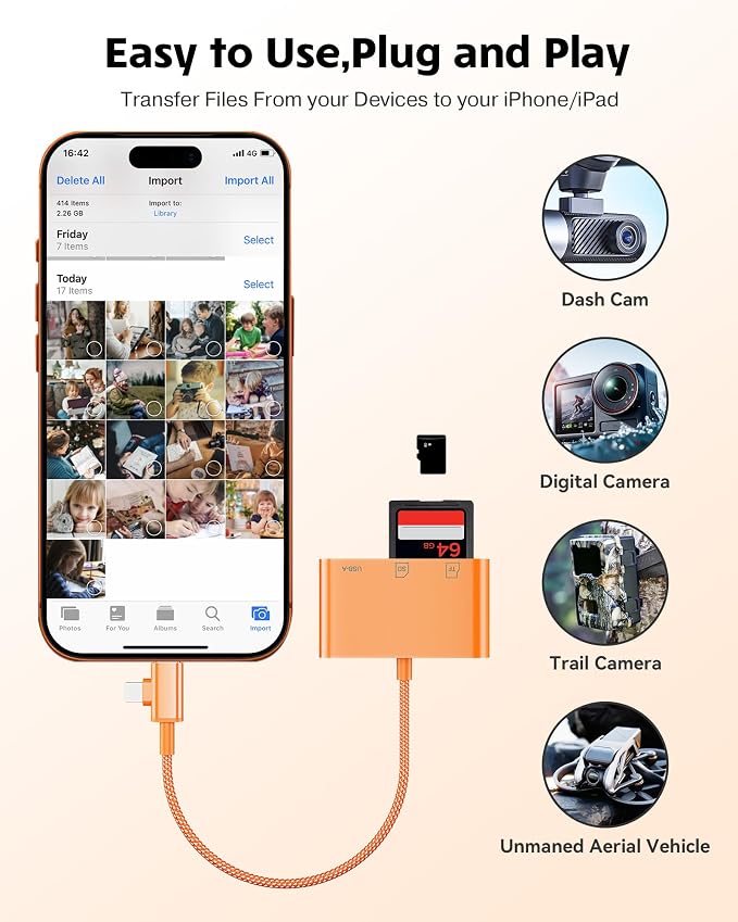 SD Card Reader for iPhone iPad Camera - Image 3