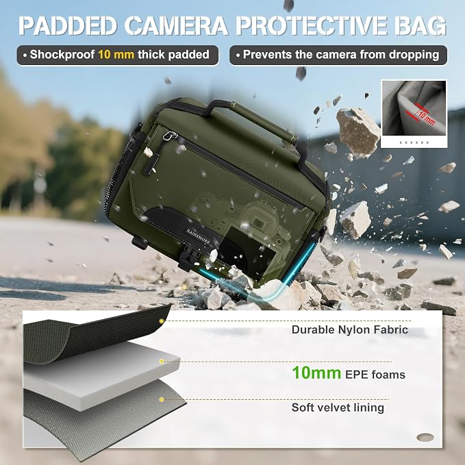 RAINSMORE Camera Bag, DSLR/SLR/Mirrorless Small Camera Sling Bag Waterproof - Image 4