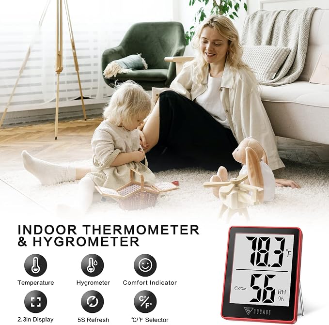 DOQAUS Digital Hygrometer Indoor Thermometer Humidity Gauge Room Thermometer - Image 2