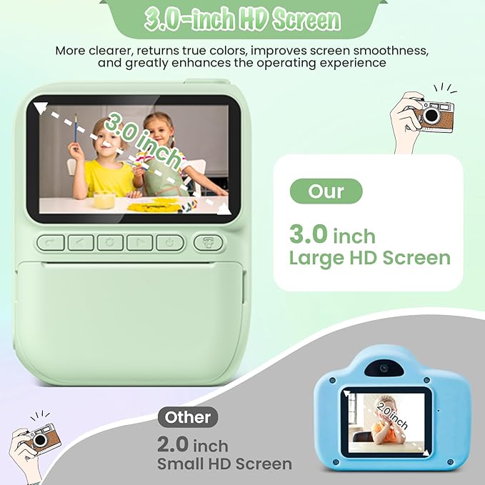 Kids Camera Instant Print, 3.0" HD 32MP 1080P Toddler Digital Camera - Image 2