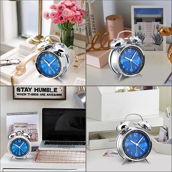 Peakeep Loud Alarm Clock for Heavy Sleepers Adults, Metal 4.5 Inches Twin Bell - Image 4