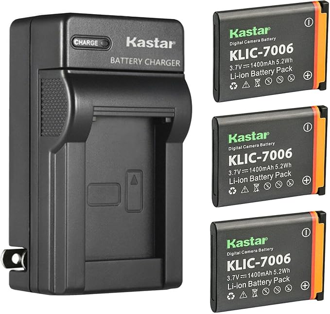 Kastar 3-Pack K7006 Battery and AC Wall Charger Replacement by Kastar