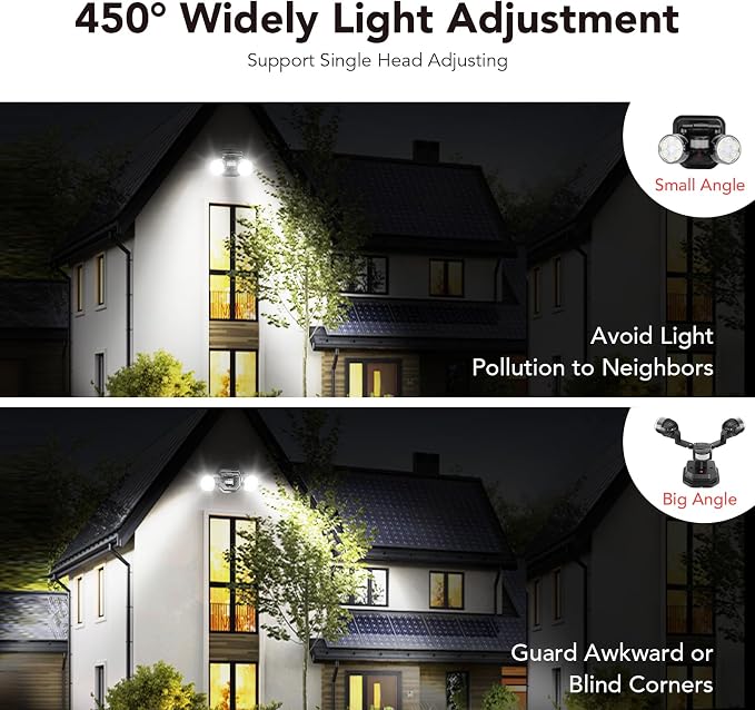 OREiN Motion Sensor Outdoor Security Light, Adjustable Dual-Head LED Flood Light - Image 6