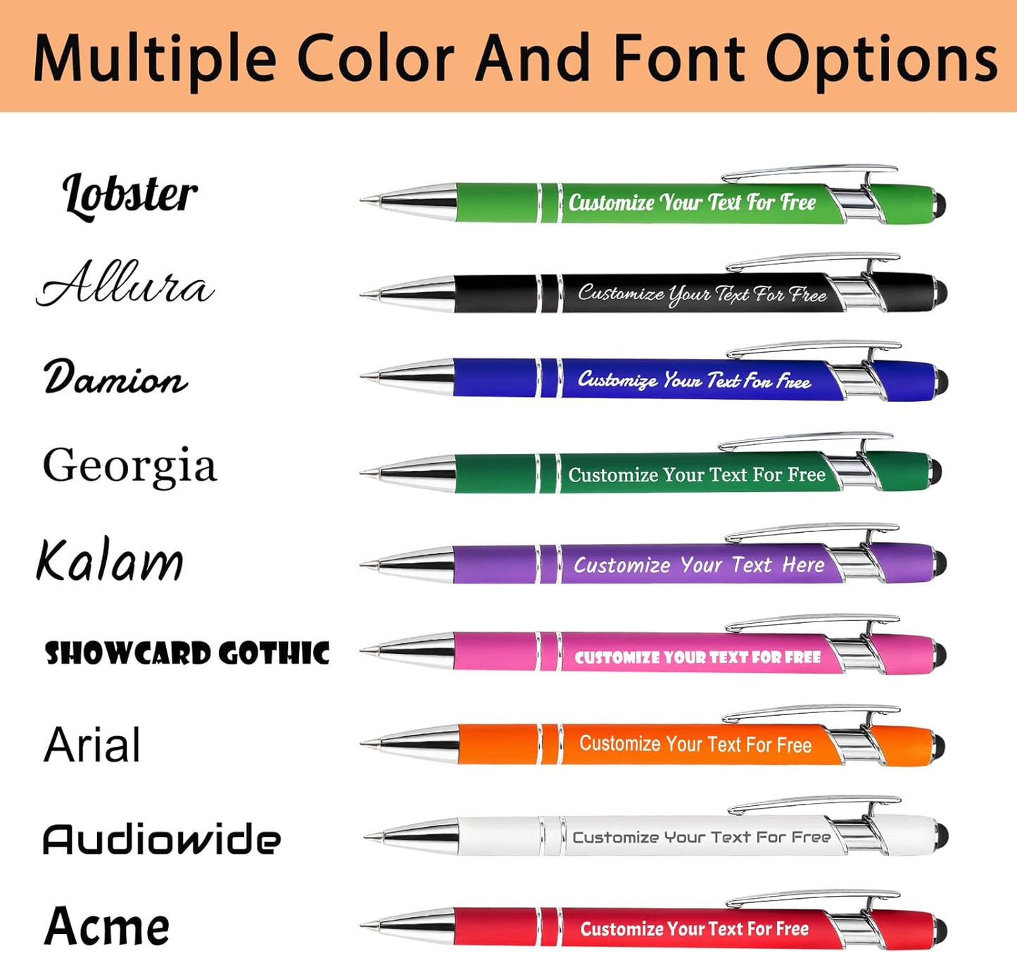 Max 500 Pcs Personalized Pens Bulk, Custom Pens with Free Engraving, Customized Stylus Tip Ballpoint Pen with Your Name Massage Text for School Office Business Graduation Anniversaries-500 Packs