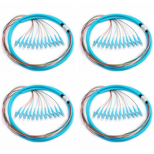 4 Pack LC-OM3 12 Pigtail 12 Strand Multimode OM3/OM4 50/125 LC-UPC Fiber Pigtail by ProfessionalFiberNetworkDevicemanufacturer