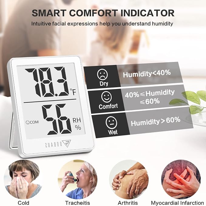 DOQAUS Digital Hygrometer Indoor Thermometer Humidity Gauge Room Thermometer - Image 3