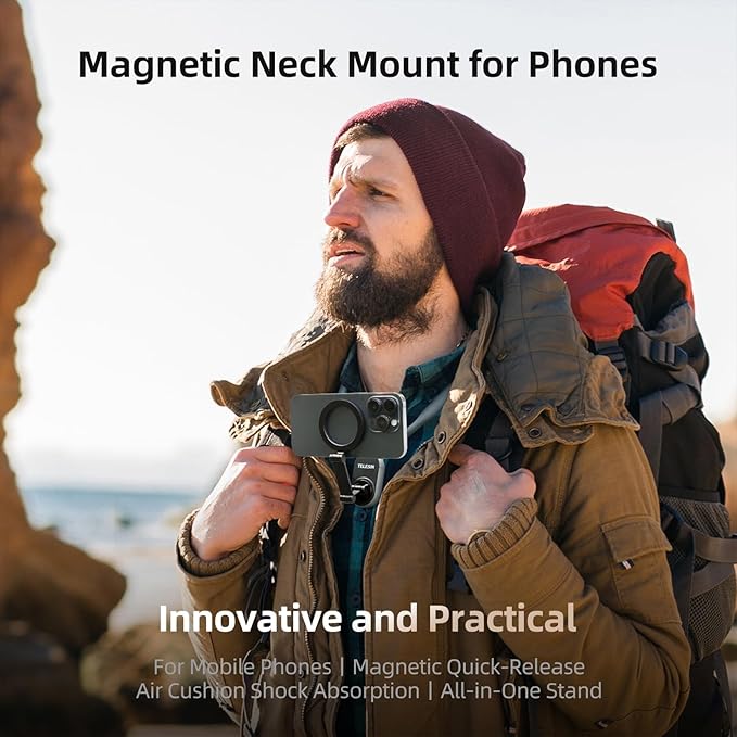 TELESIN Magnetic Neck Mount for Phones, Neck Cell Phone Holder POV/Vlog Selfie - Image 4