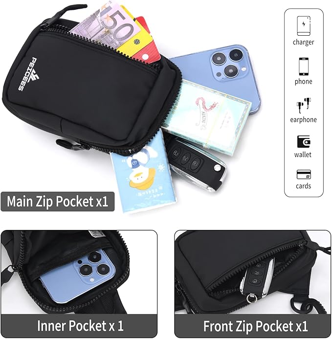 Peicees Small Crossbody Bag for Men Women Mini Sling Bag Travel Running Phone - Image 4