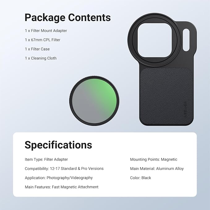 NEEWER 6.3" Magnetic Phone Lens Filter Mount Adapter Backplate Accessories & - Image 9