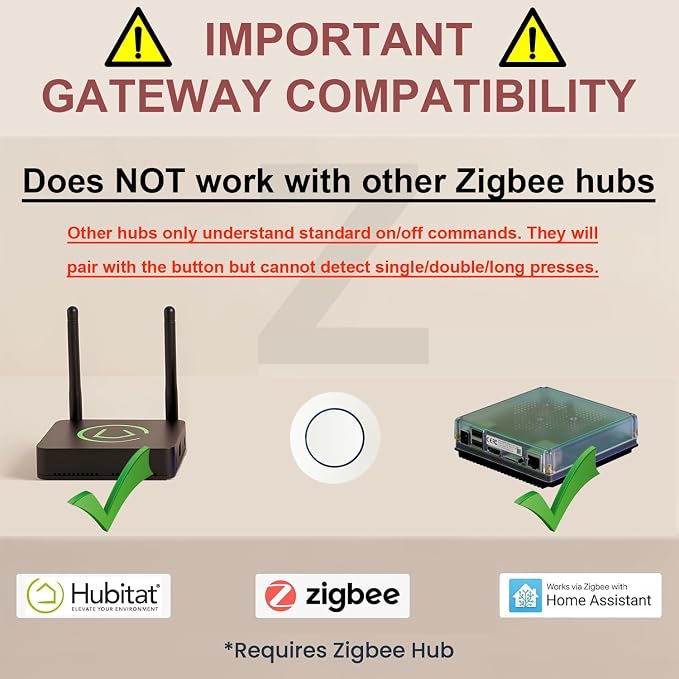 Zigbee Button, Support Zigbee2MQTT, 3-Way Control, Wireless Smart Remote Button - Image 2