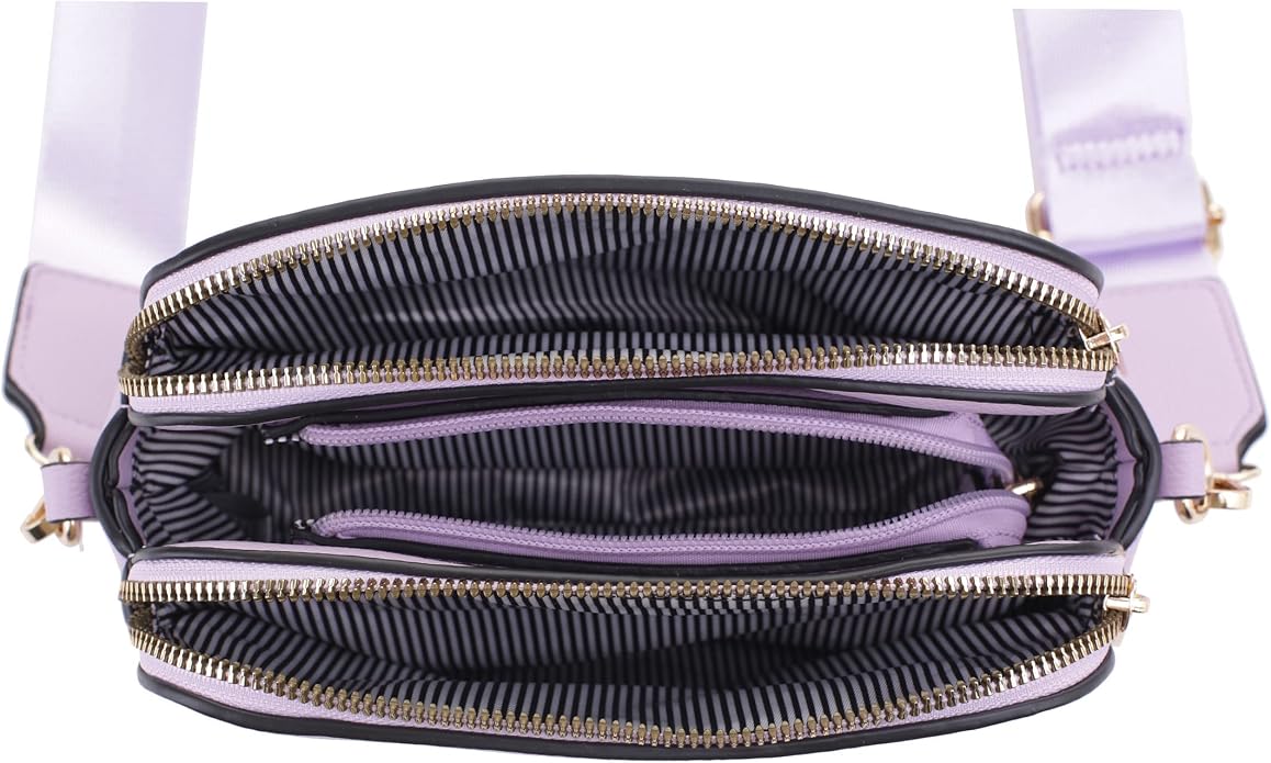 EVVE Crossbody Bags for Women Trendy Triple Zip Small Crossbody Camera Bag Purse - Image 7