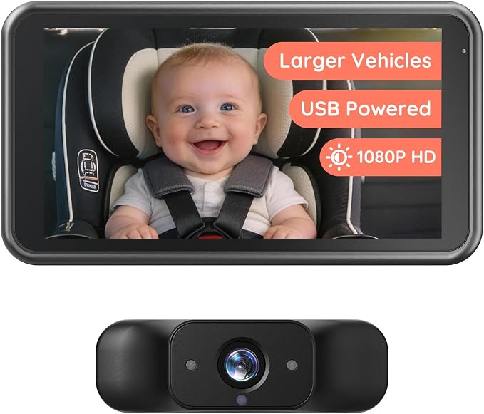 Babyvue BV5 Baby Car Camera 1080P, Dual USB Powered by BabyVue