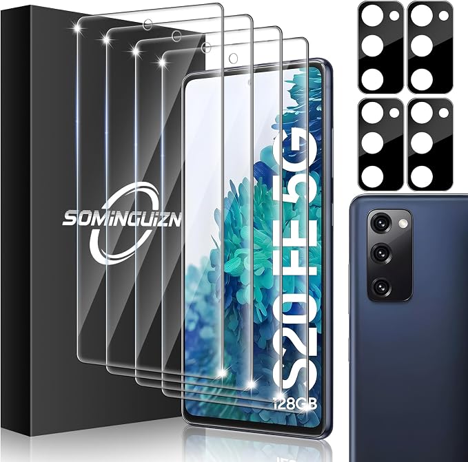4+4 Pack for Samsung Galaxy S20 FE 5G Screen Protector & Phone Camera Lens by SOMINGUIZN