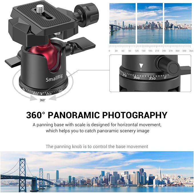 SmallRig Mini Ball Head, Tripod Head Camera 360° Panoramic - Image 2