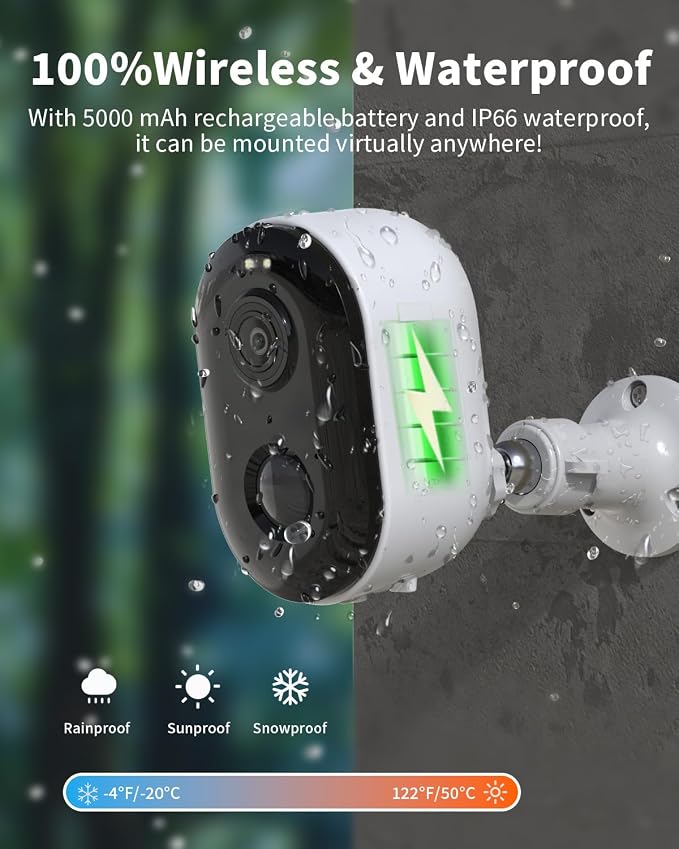 Security Cameras Wireless Outdoor, Battery Powered 2k Color Night Vision - Image 2