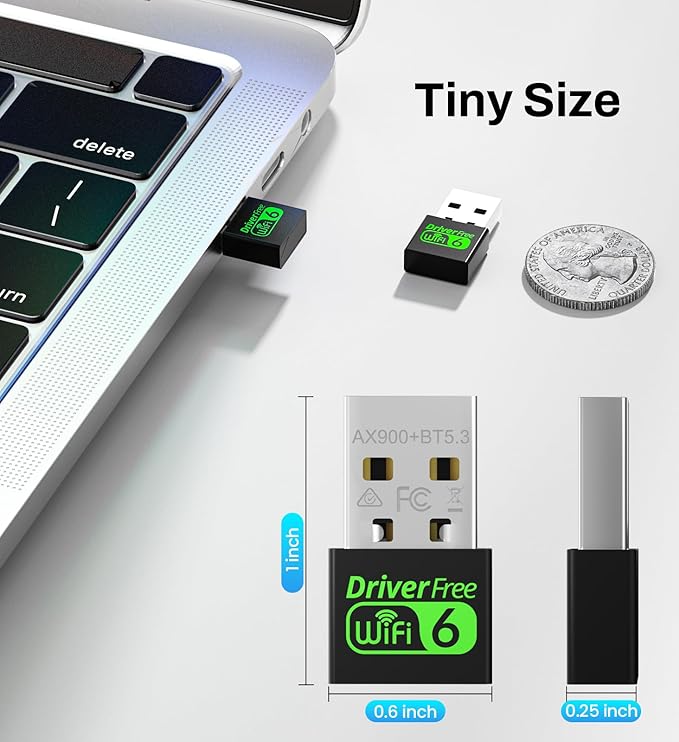 USB WiFi 6 Adapter for PC Desktop & Laptop, 900Mbps Dual Band 2.4/5GHz - Image 4