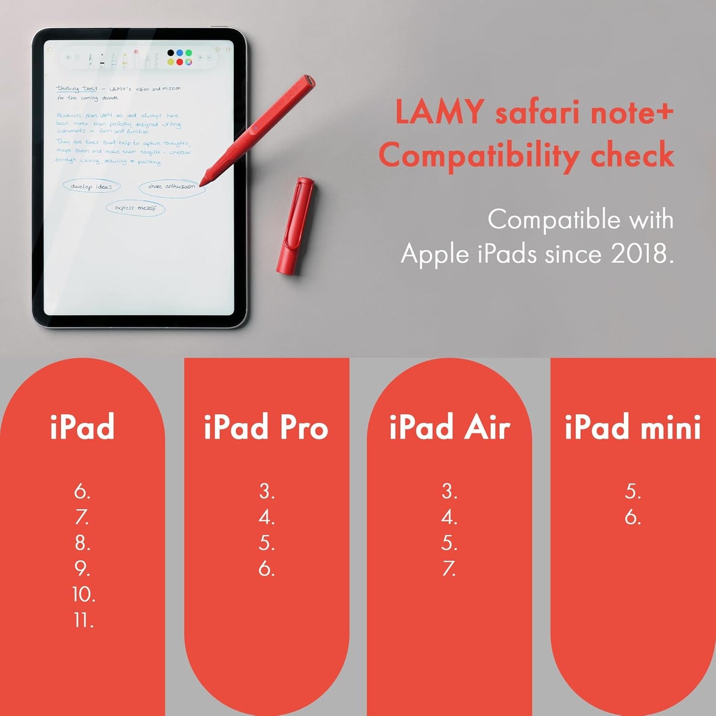 LAMY Safari Note+ All Black iPad Pen - Stylus Pen with Palm Rejection, tilt Sensitivity & Ergonomic Grip - Compatible with Various iPad Models & Generations - up to 10 Hours Battery Life