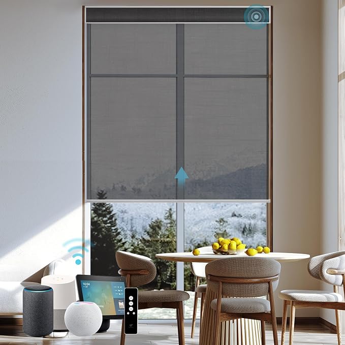 SmartWings Motorized Light Filtering Roller Shades 60% Blackout Work by SmartWings