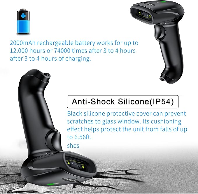 Symcode Wireless Barcode Scanner Versatile 2-in-1 Handheld Automatic 1D Laser - Image 6