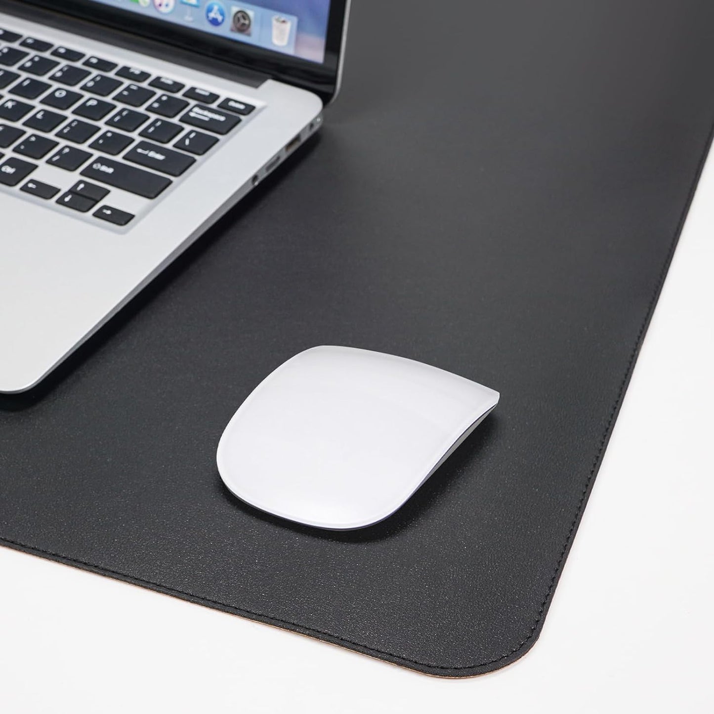 AFIING Leather Desk pad Protector, Large Non-Slip Office Desk Mat with Natural Cork & PU Leather, Waterproof Writing Mouse Pad for Office and Home (55in*17in,Black)