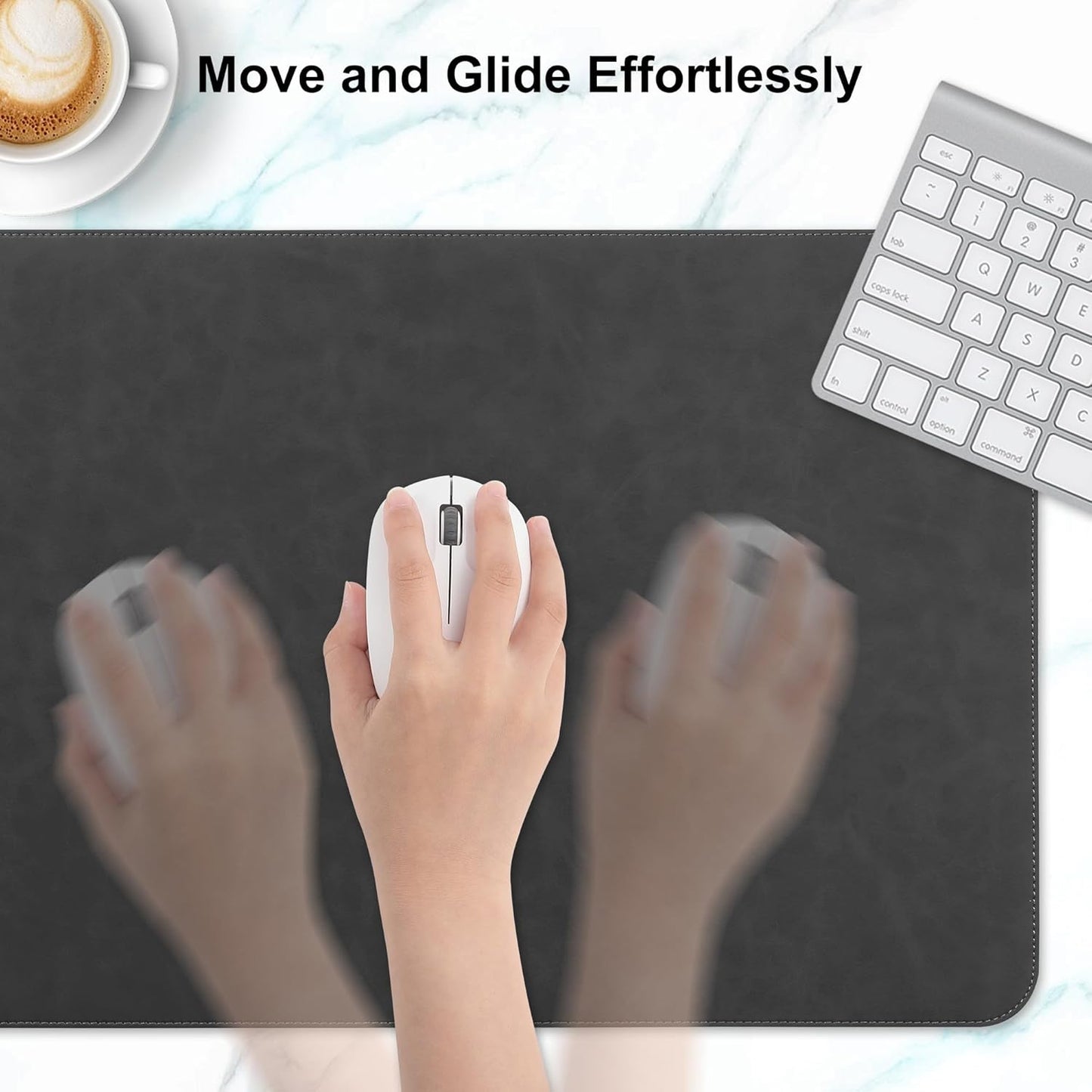 Leather Large Desk Pad Protector Non-Slip, Office Desk Mat, Computer Mouse Pad, Desk Blotter & Writing Pad, Keyboard Extended Mousepad with Stitched Edge for Desktop Laptop 39.4 x 17 inch (Black)