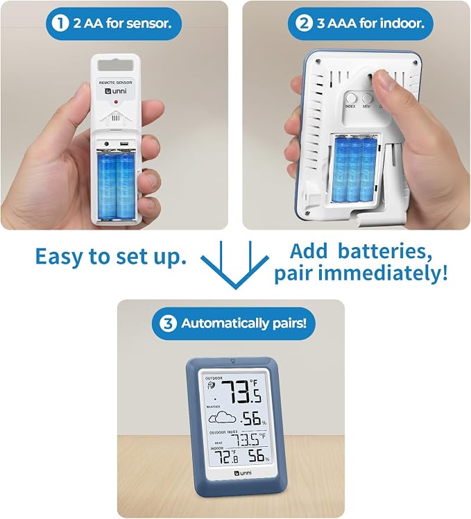 Indoor Outdoor Thermometer Hygrometer Wireless Weather Station, Temperature - Image 7