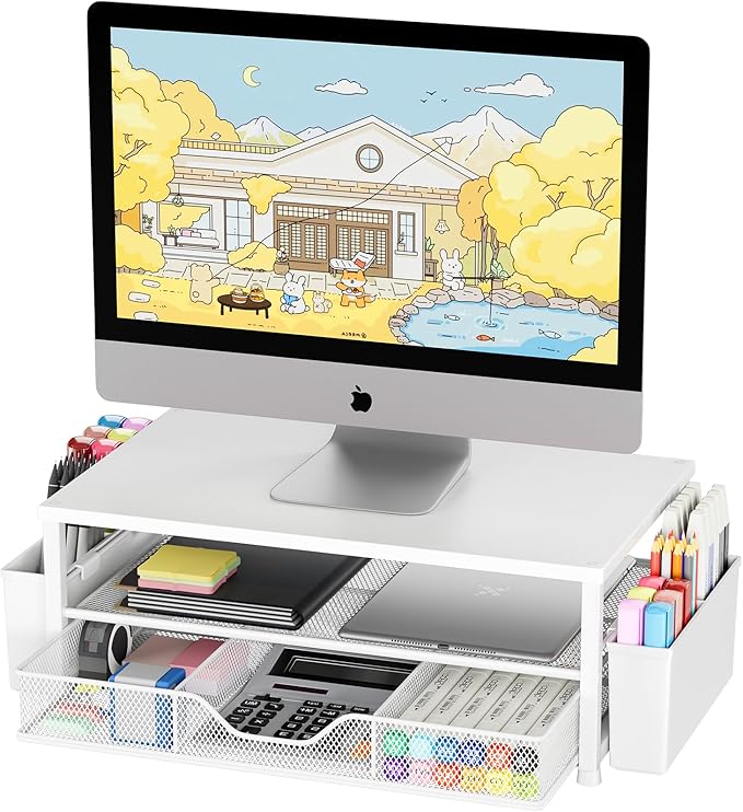 OPNICE Desk Organizers and Accessories, 2-Tier Computer Monitor Stand Riser by OPNICE