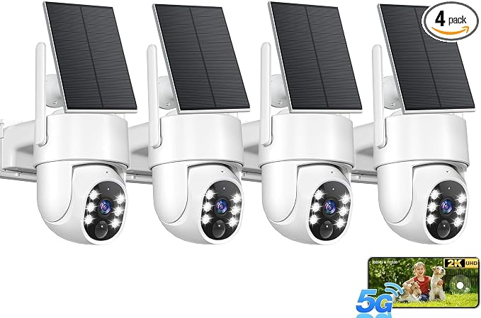 2K Security Camera System, 5GHz&2.4GHz WiFi Solar Wireless Cameras by STARTWITHGianteye