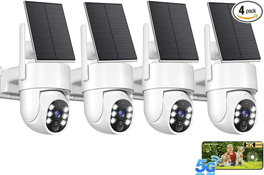 2K Security Camera System, 5GHz&2.4GHz WiFi Solar Wireless Cameras by STARTWITHGianteye