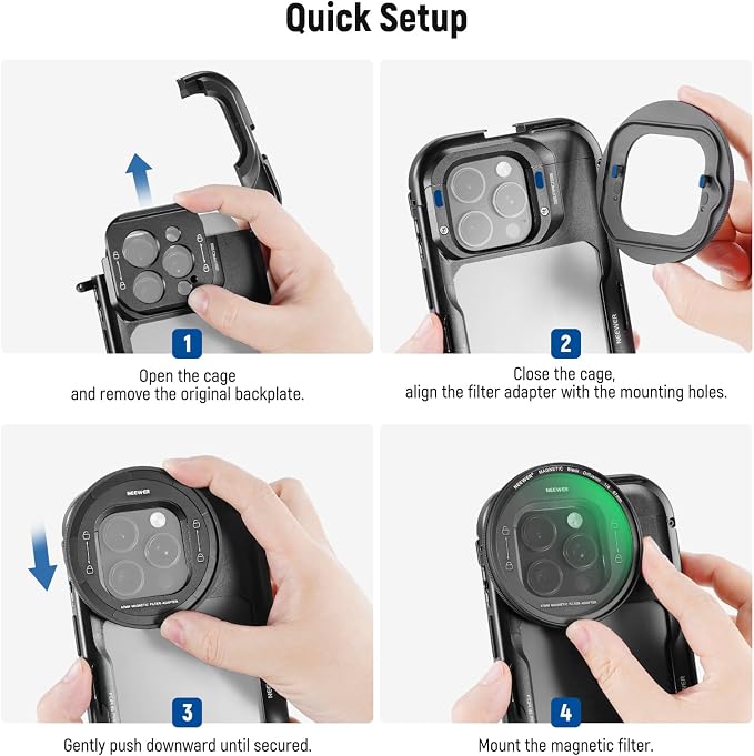 NEEWER 67mm Magnetic Black Diffusion 1/4 Filter Set, Compatible - Image 8