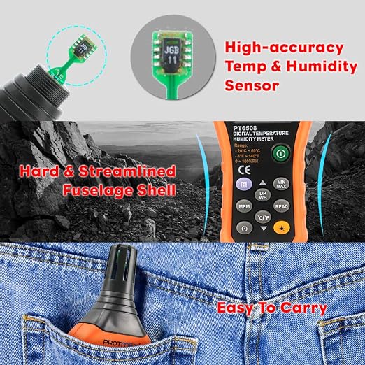 Protmex PT6508 Temperature Humidity Meter, Digital Thermometer Hygrometer - Image 9