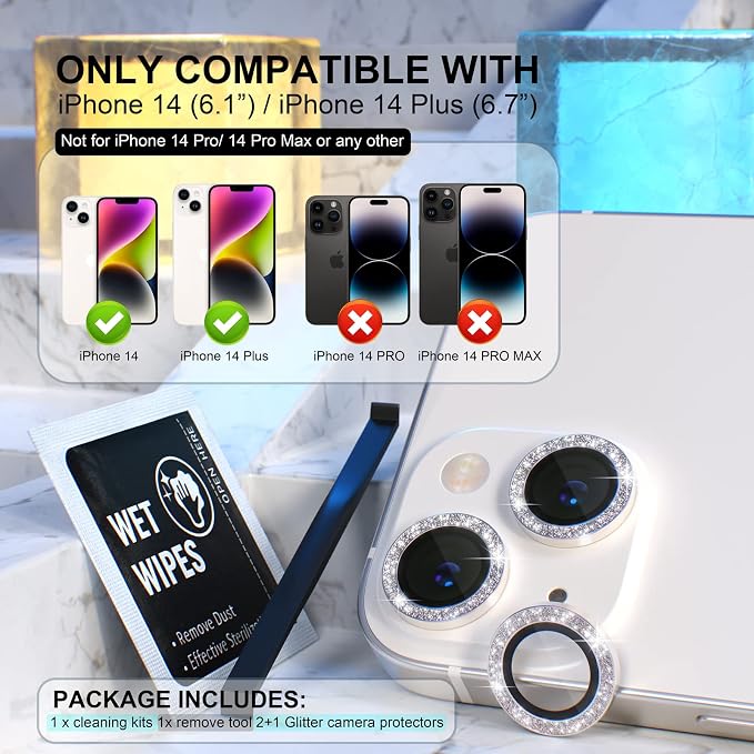 Choiche Compatible for iPhone 14 /iPhone 14 Plus Camera Lens Protector Bling - Image 2